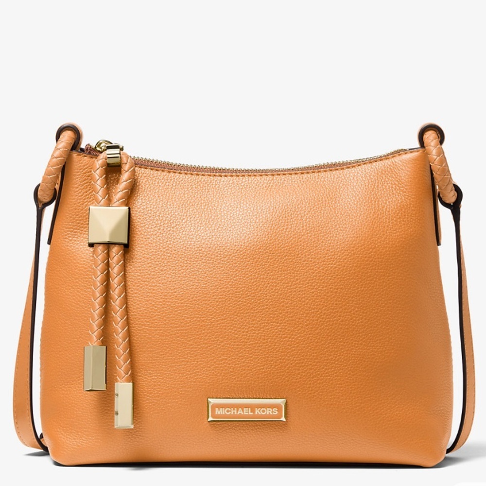 Michael Kors Cognac Leather Shoulder Bag with Braided Tassel